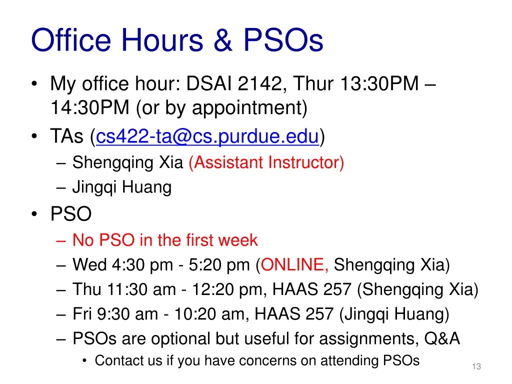 office hours psos