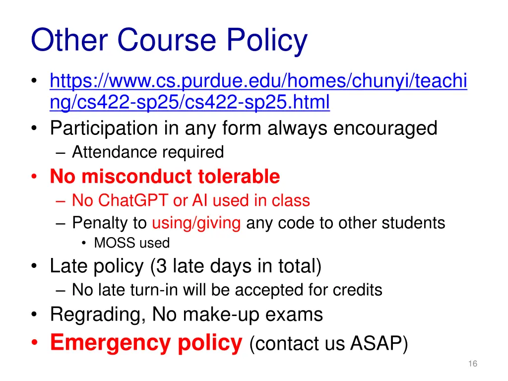 other course policy