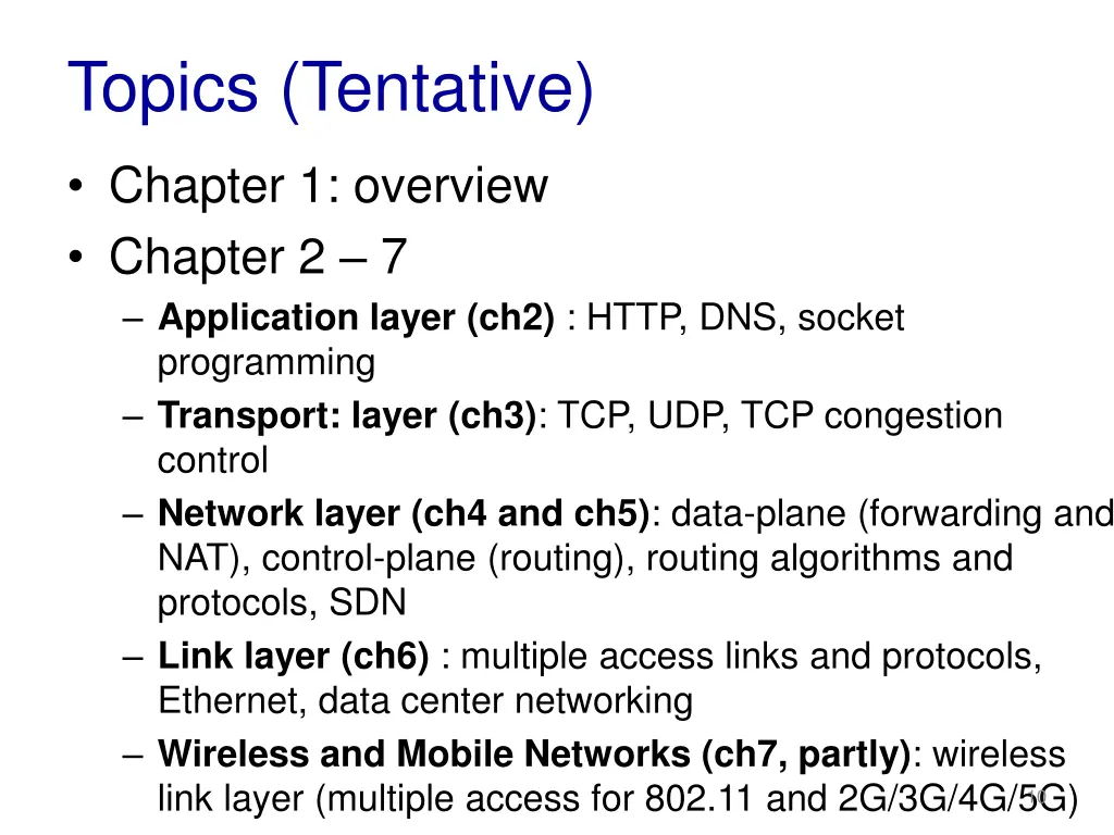 topics tentative