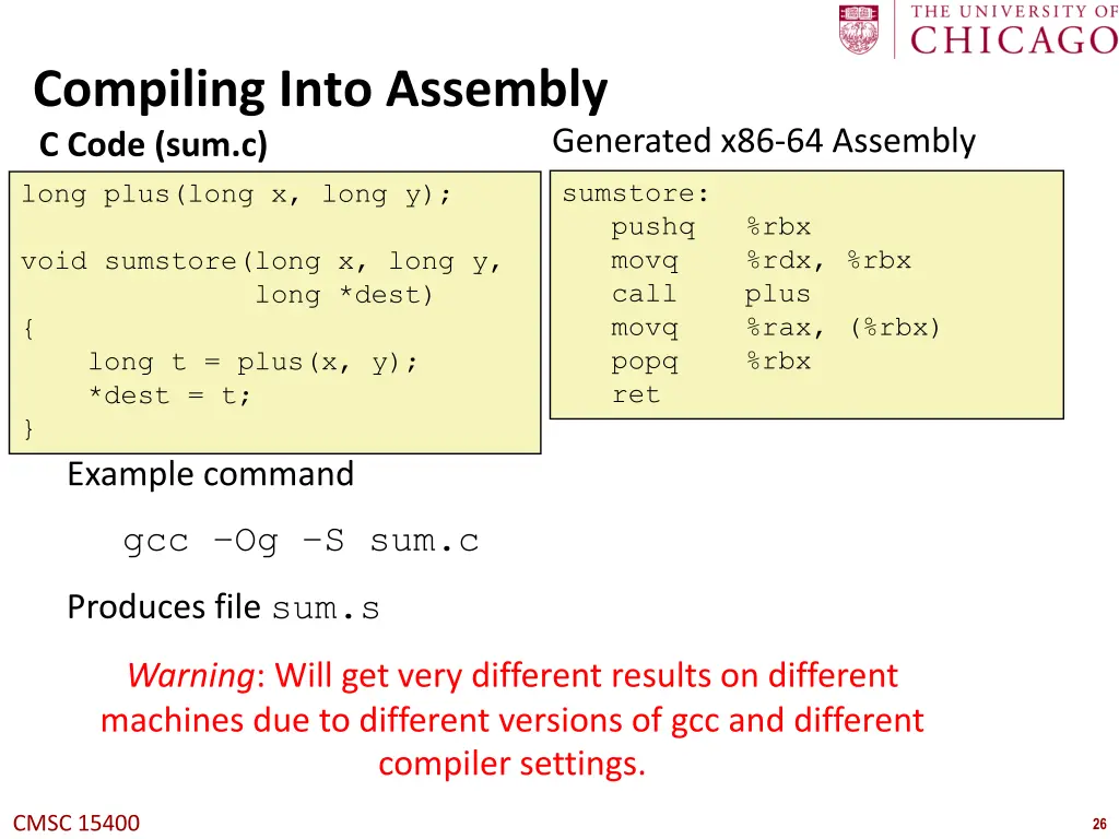 compiling into assembly c code sum c long plus