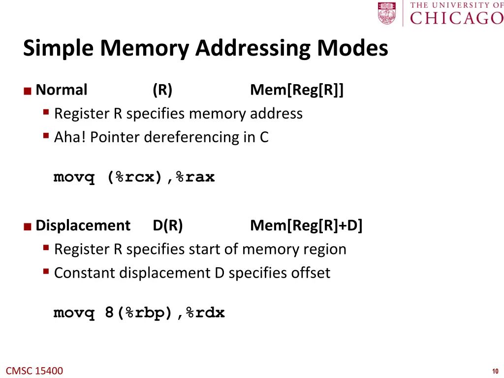 simple memory addressing modes
