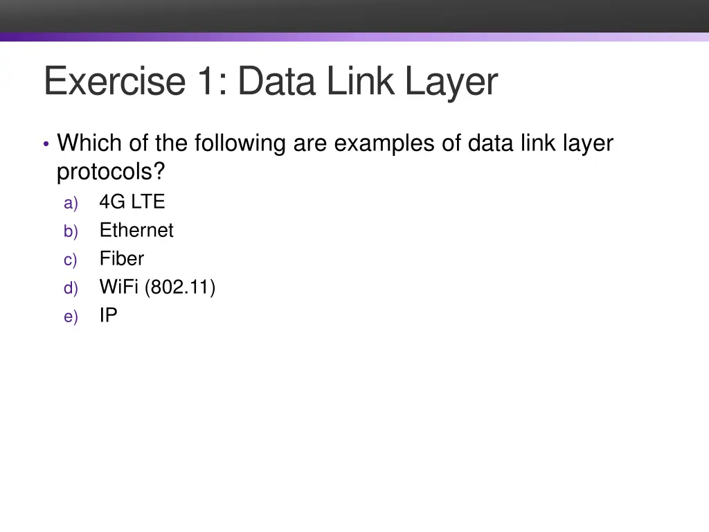 exercise 1 data link layer