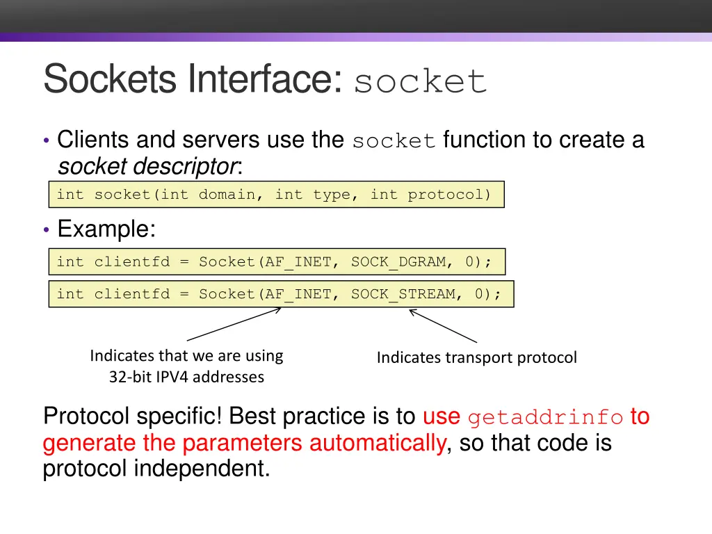 sockets interface socket