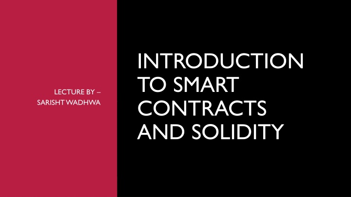 introduction to smart contracts and solidity