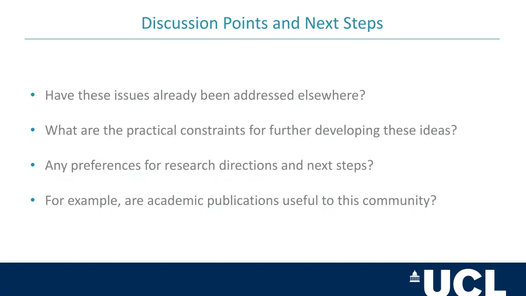 discussion points and next steps