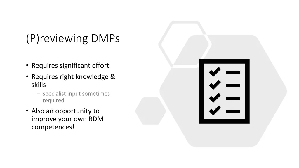 p reviewing dmps