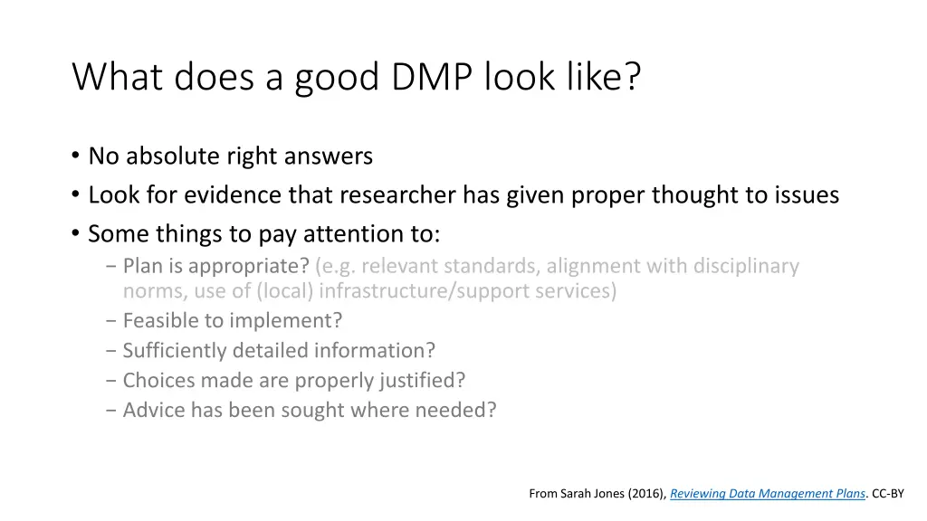 what does a good dmp look like