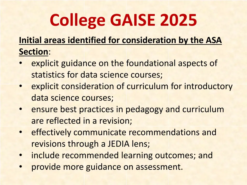 college gaise 2025