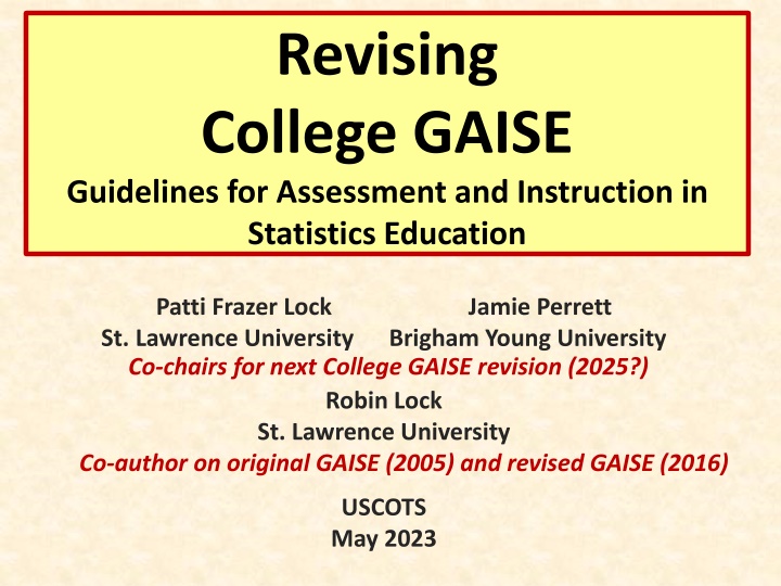 revising college gaise guidelines for assessment