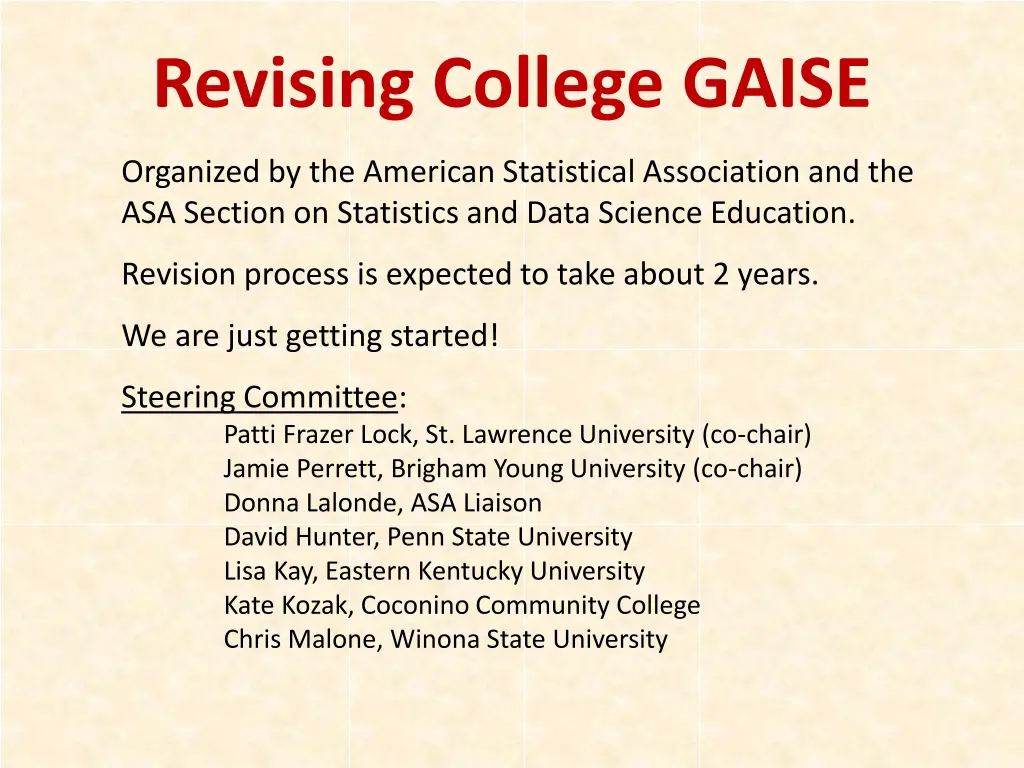 revising college gaise