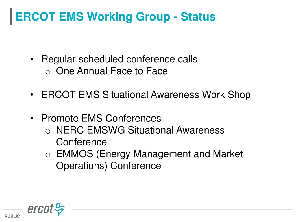 ercot ems working group status