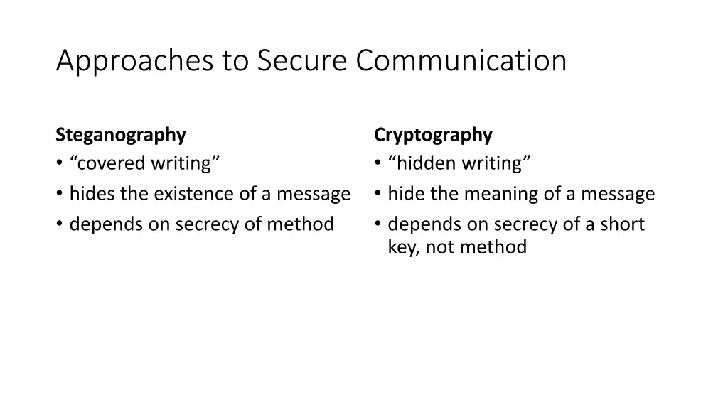 approaches to secure communication