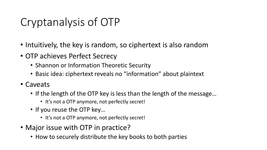 cryptanalysis of otp 1