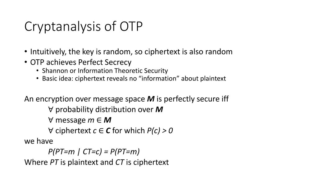 cryptanalysis of otp