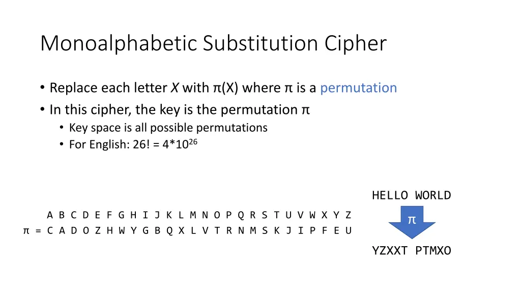 monoalphabetic substitution cipher