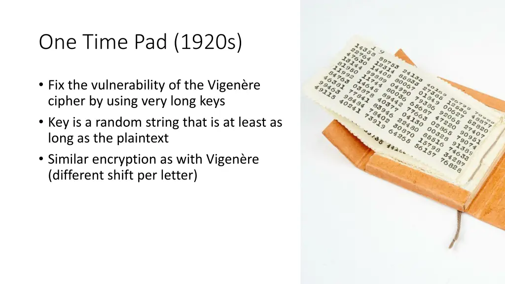 one time pad 1920s