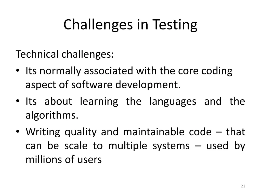 challenges in testing