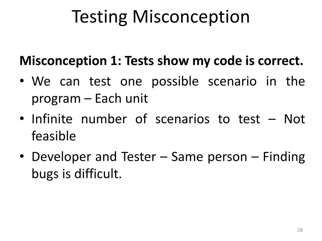 testing misconception