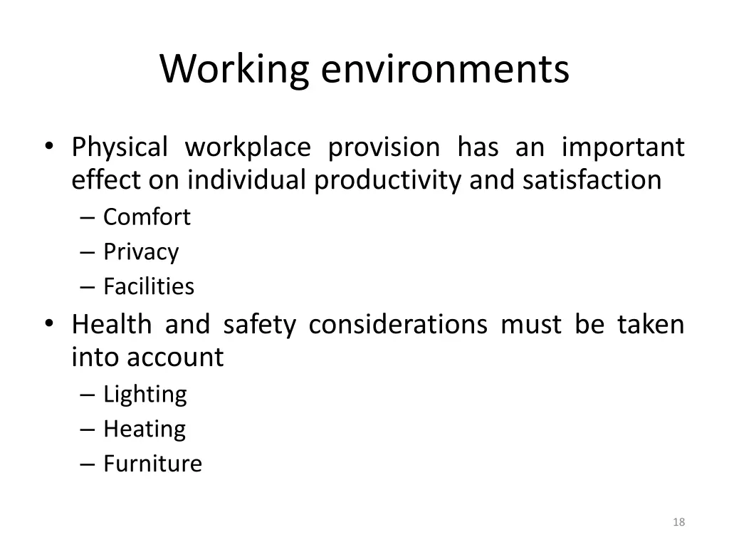 working environments