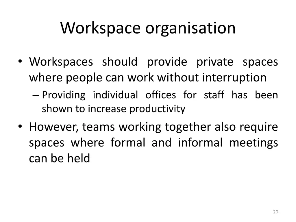 workspace organisation