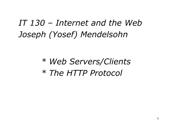 it 130 internet and the web joseph yosef