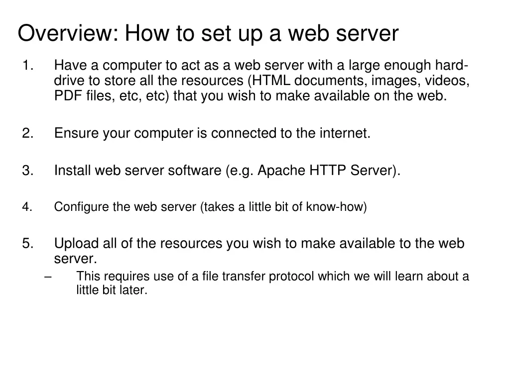 overview how to set up a web server