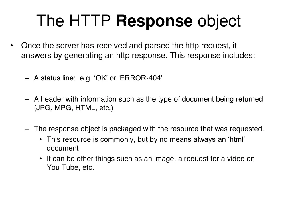 the http response object