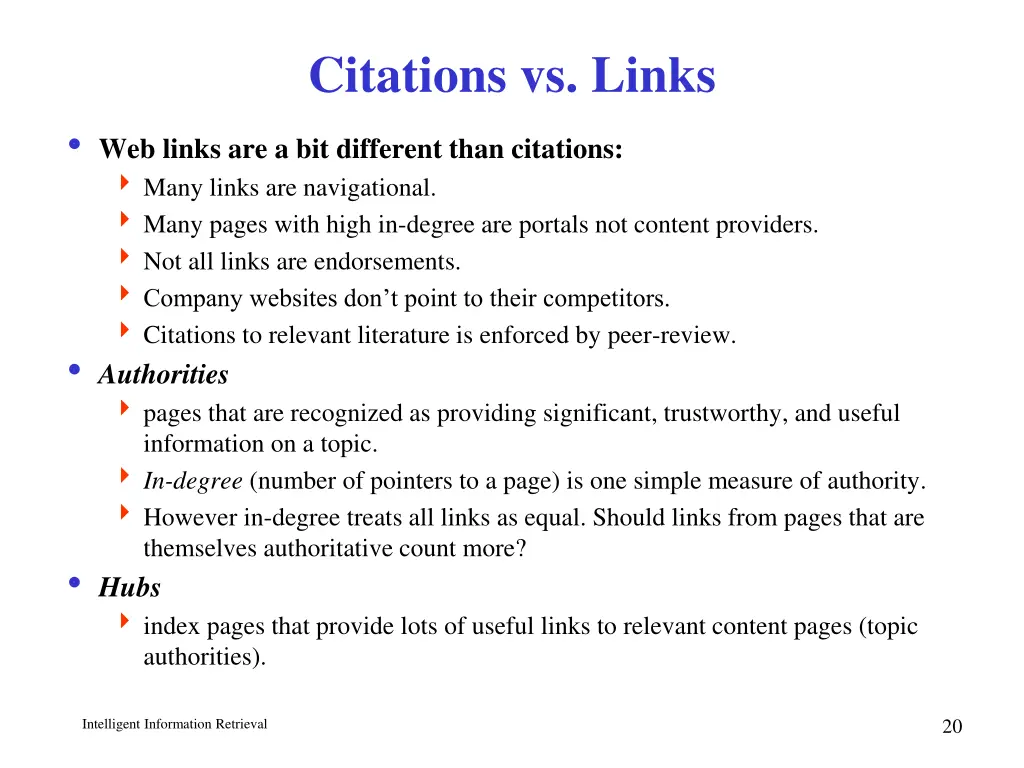citations vs links