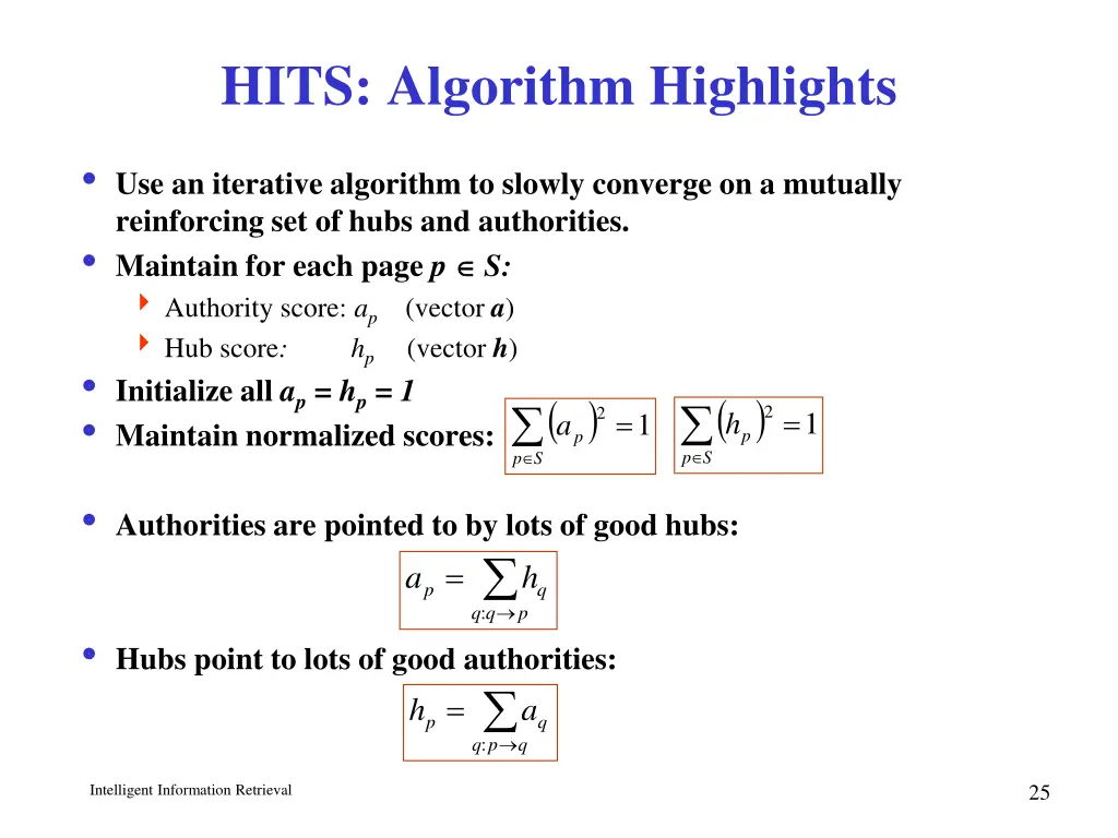 hits algorithm highlights