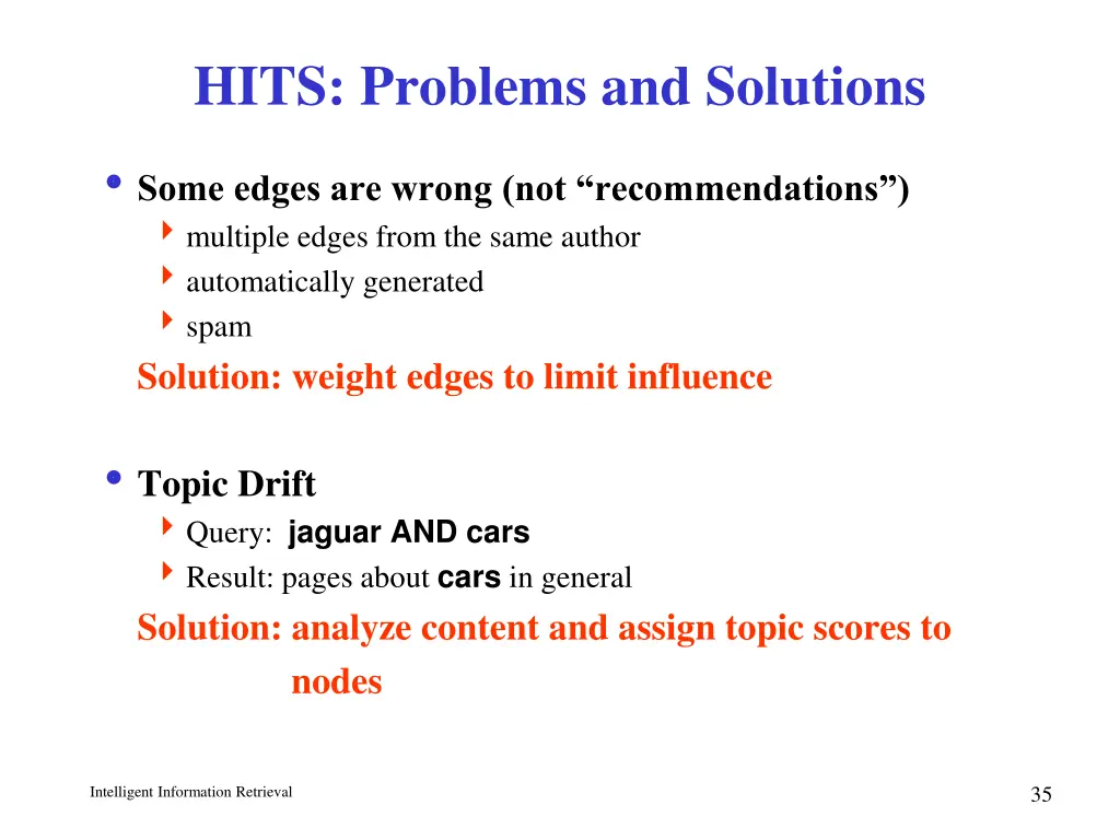 hits problems and solutions