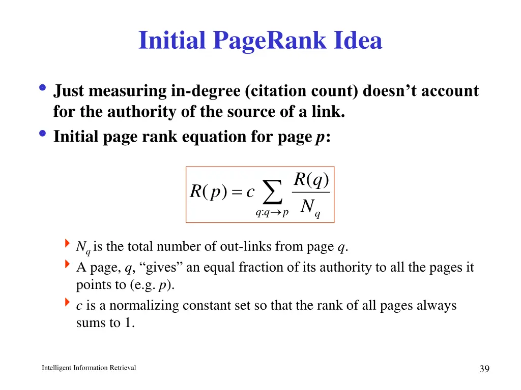 initial pagerank idea