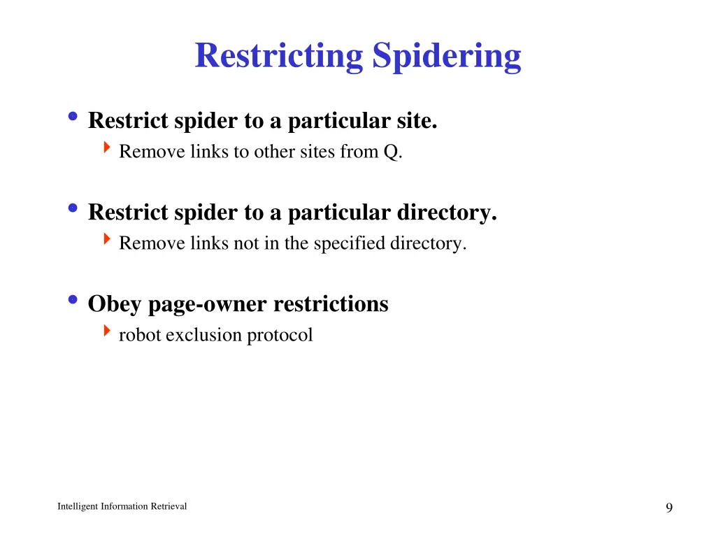 restricting spidering