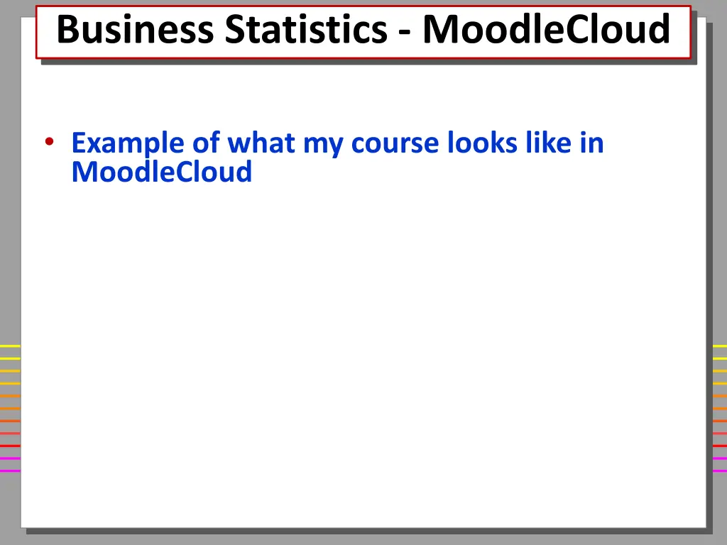 business statistics moodlecloud