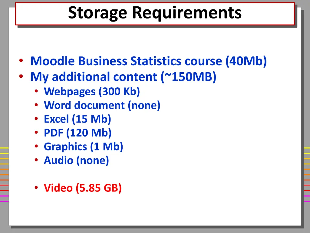 storage requirements