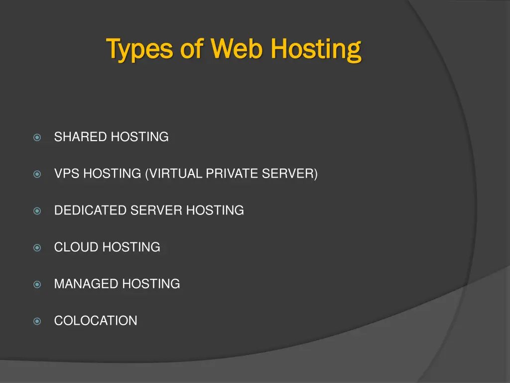 types of web hosting types of web hosting