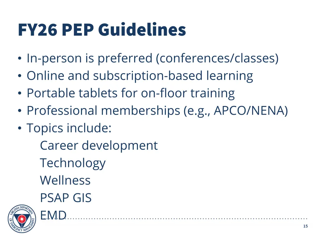 fy26 pep guidelines