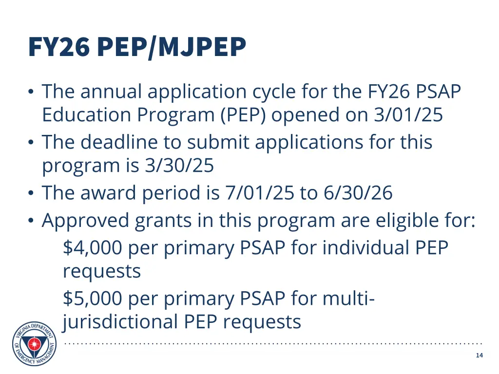 fy26 pep mjpep