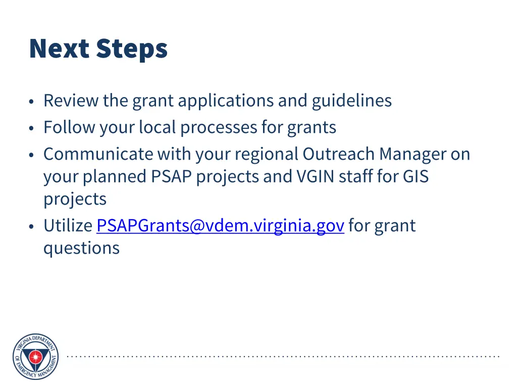 next steps