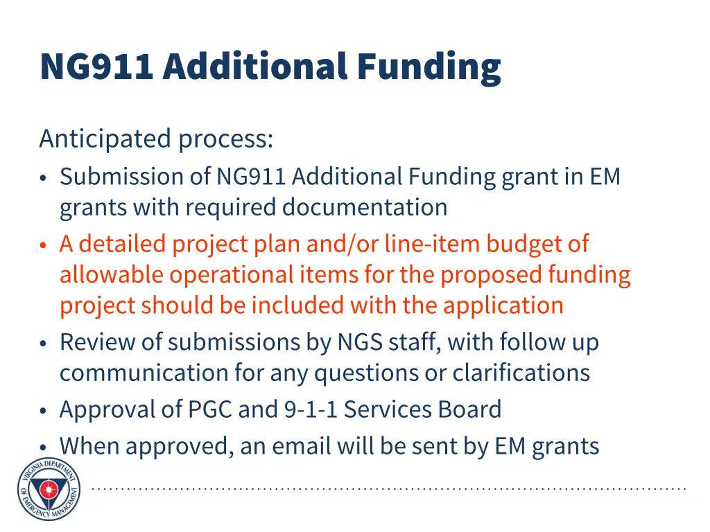 ng911 additional funding 2