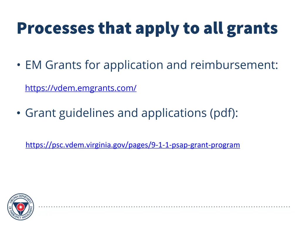 processes that apply to all grants