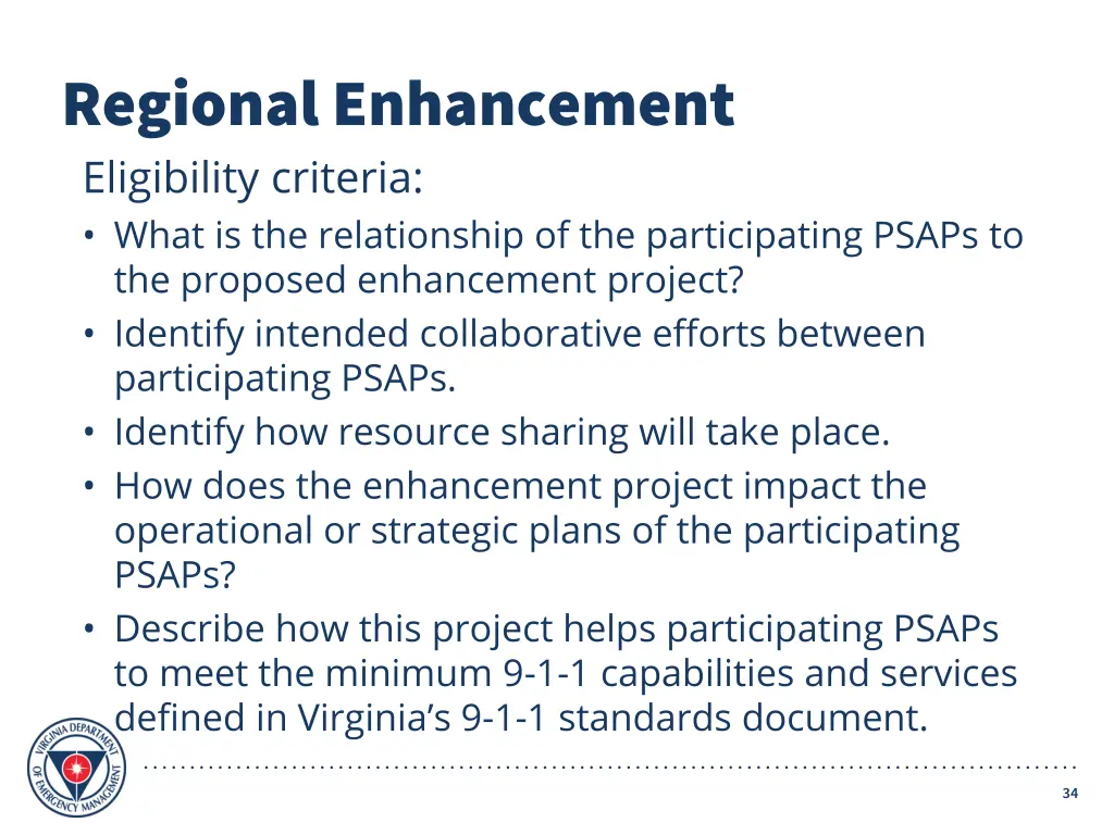 regional enhancement eligibility criteria what