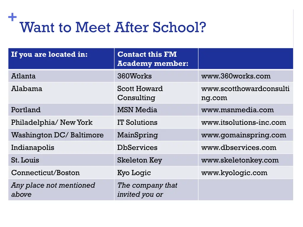 want to meet after school