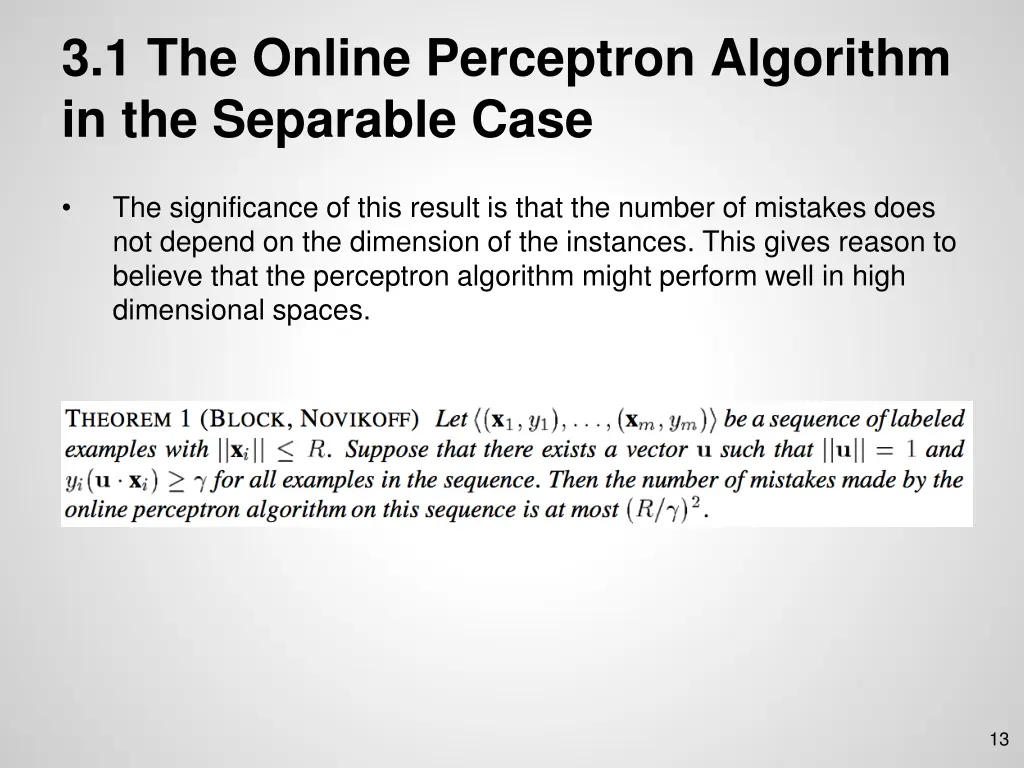 3 1 the online perceptron algorithm