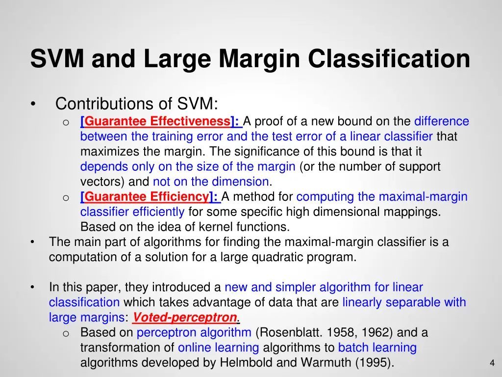 svm and large margin classification