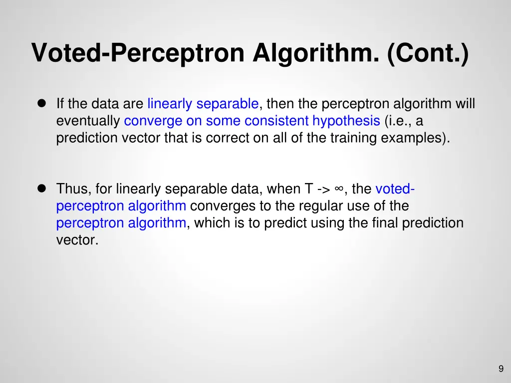 voted perceptron algorithm cont