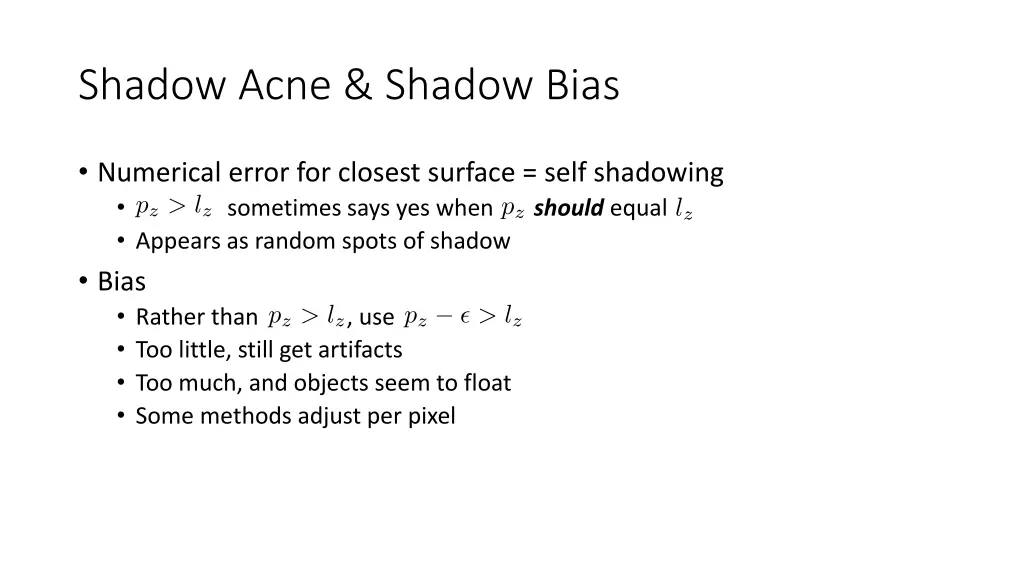 shadow acne shadow bias