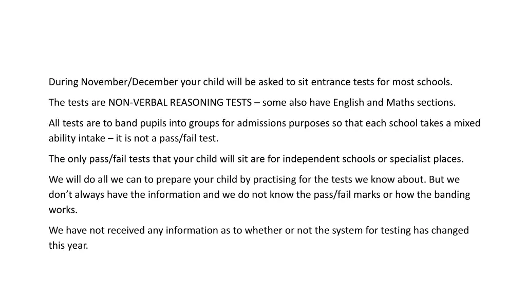 during november december your child will be asked