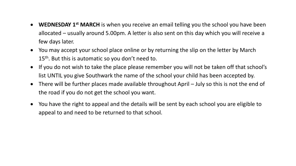 wednesday 1 st march is when you receive an email