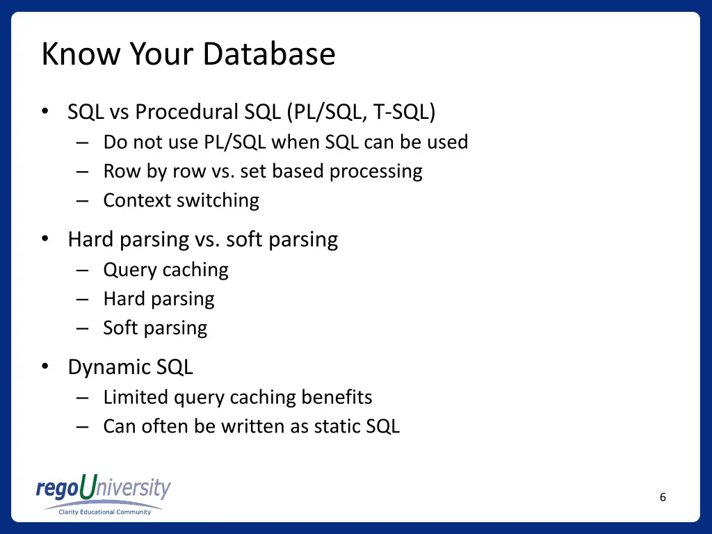 know your database