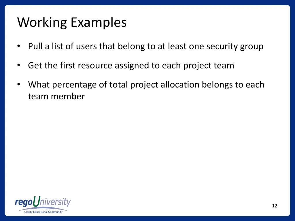 working examples